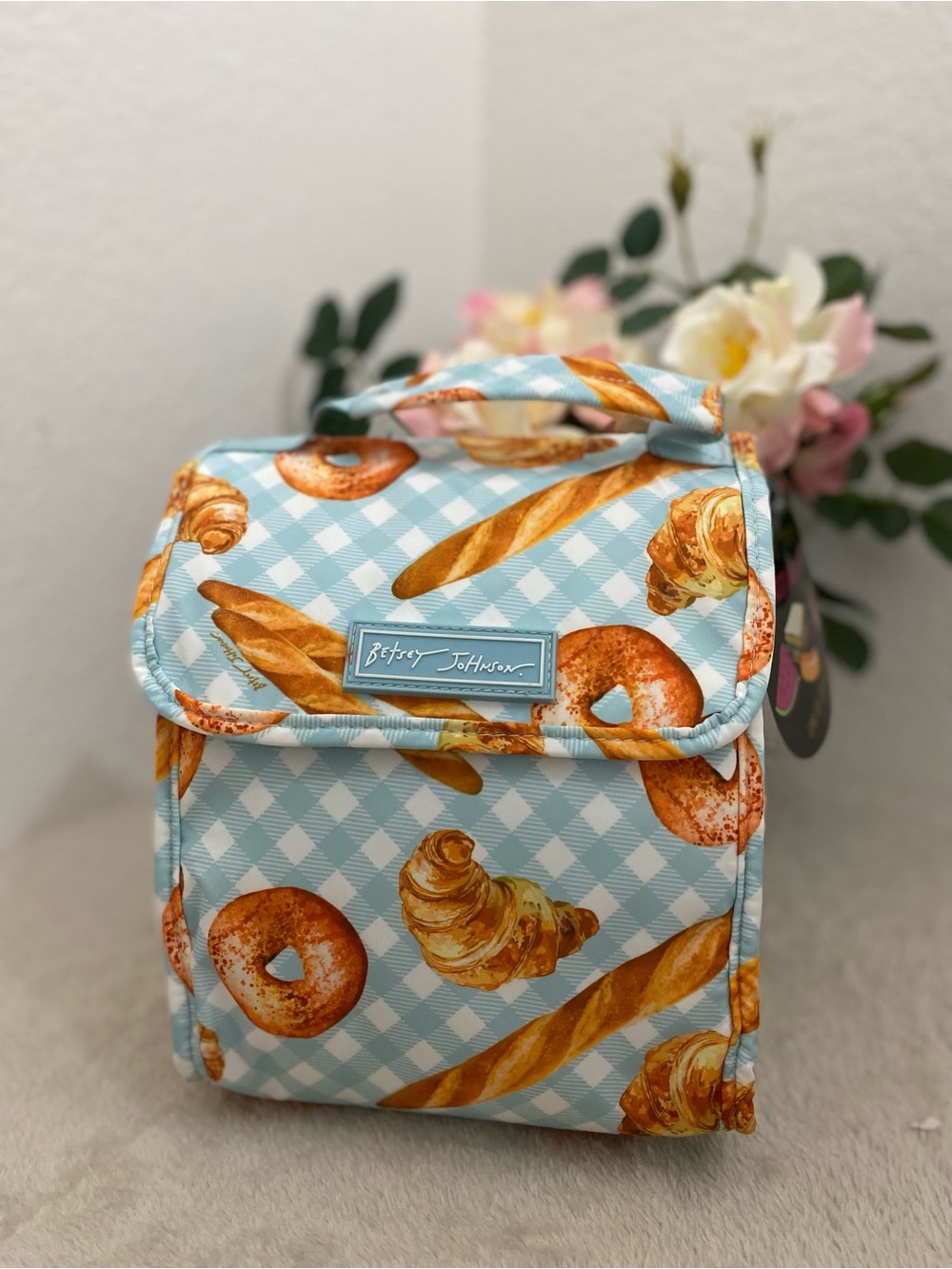Betsey Johnson Light Blue Bakery Print Tote Lunch Bag